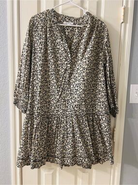 Floral Black and Cream Tiered Mini Dress